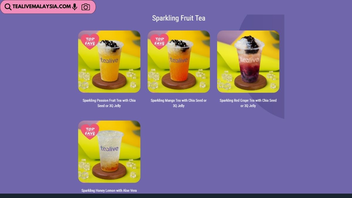 Tealive Sparkling Fruit Tea Menu Prices